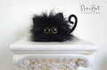 Fluffy Black Cat Keychain & Car Mirror Charm