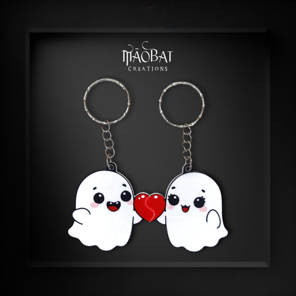 Ghost Couple Split Heart Keychains