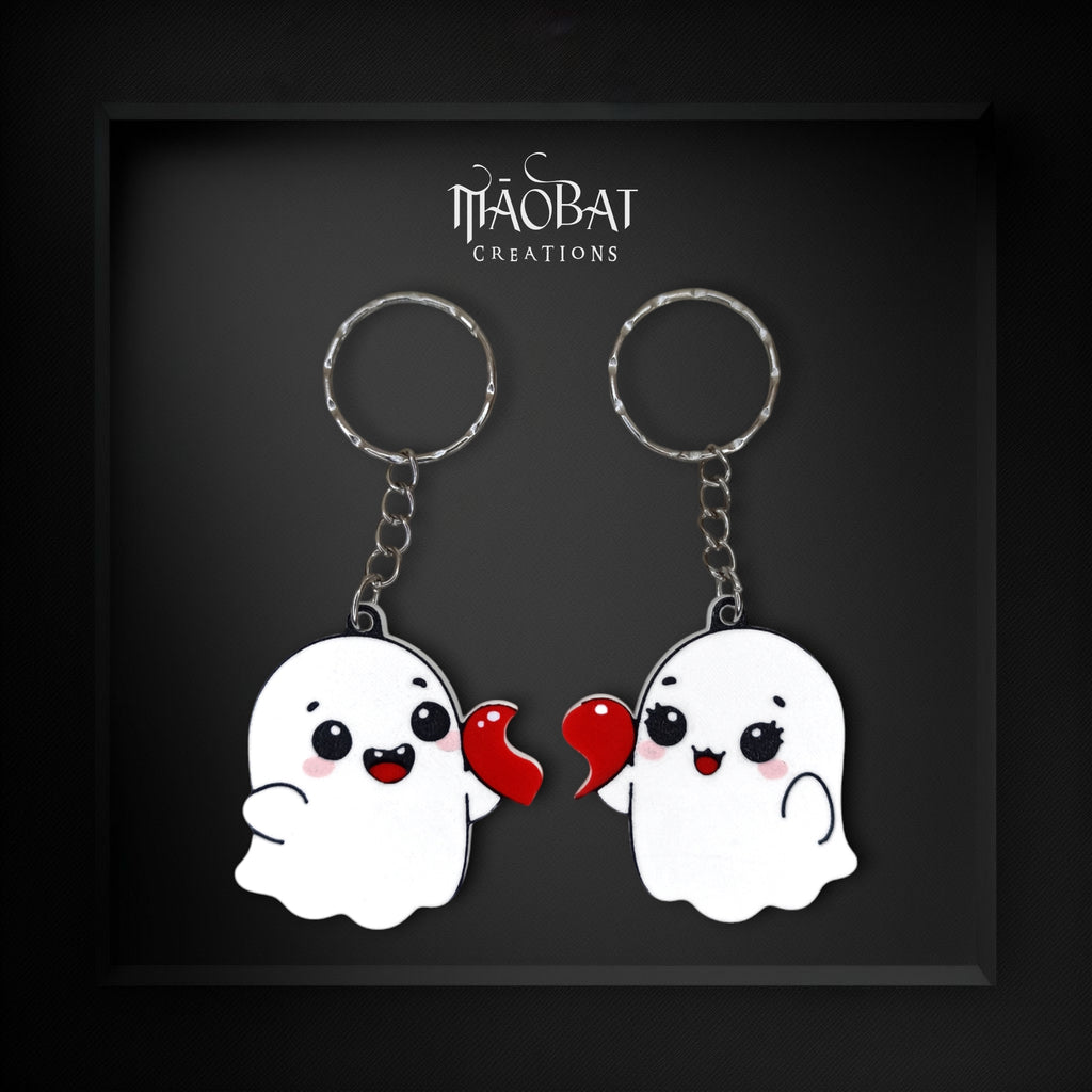 Ghost Couple Split Heart Keychains