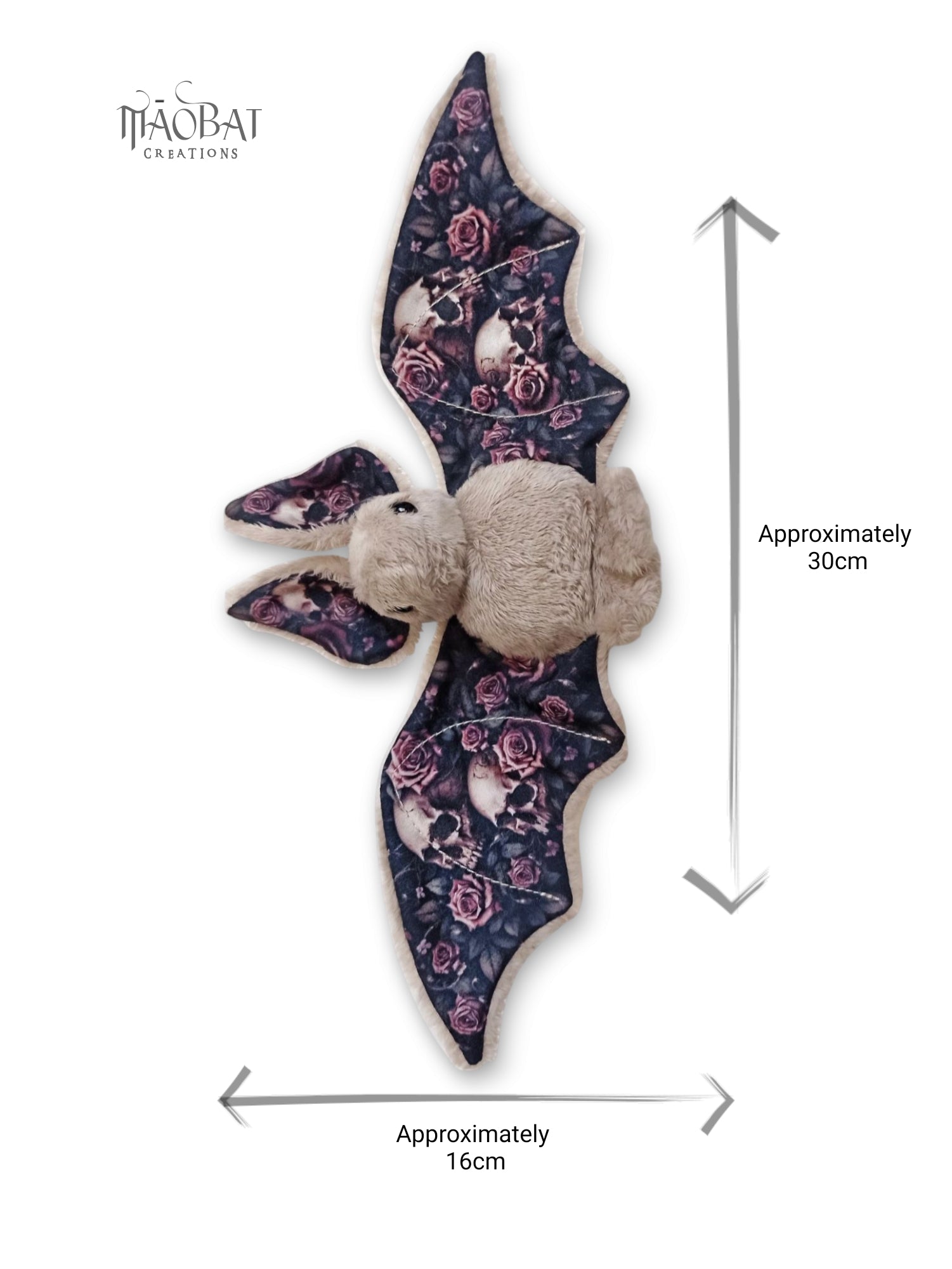 Skull and Roses Bat Plush