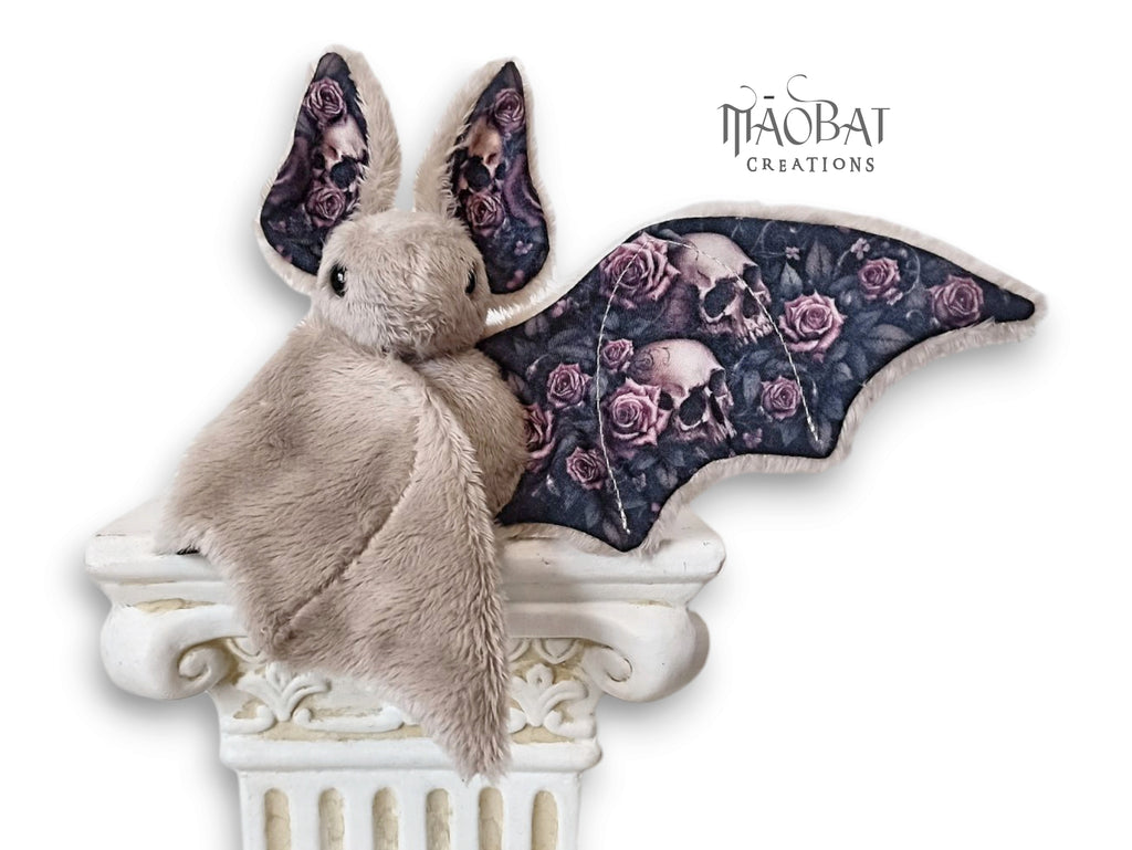 Skull and Roses Bat Plush