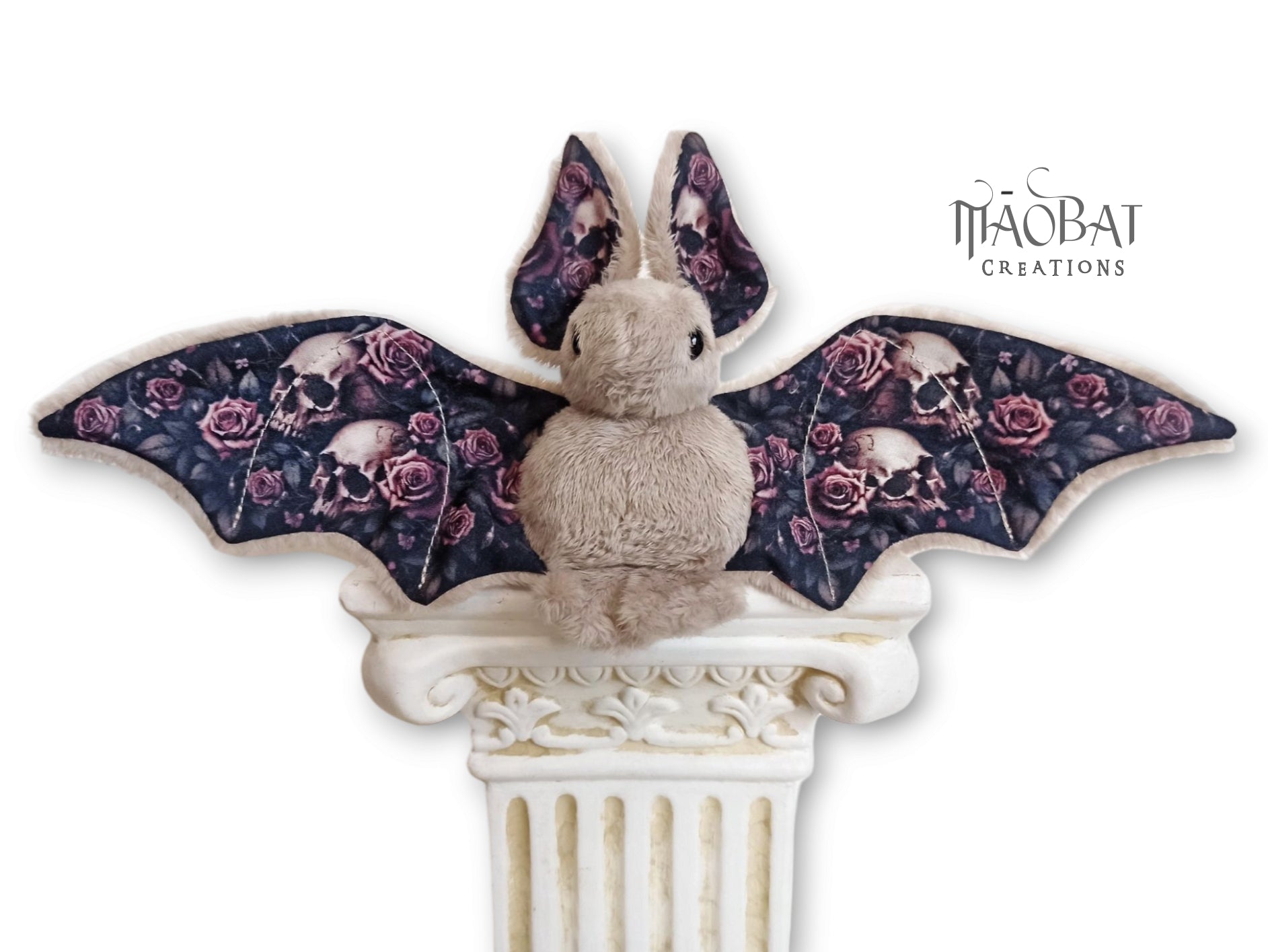 Skull and Roses Bat Plush