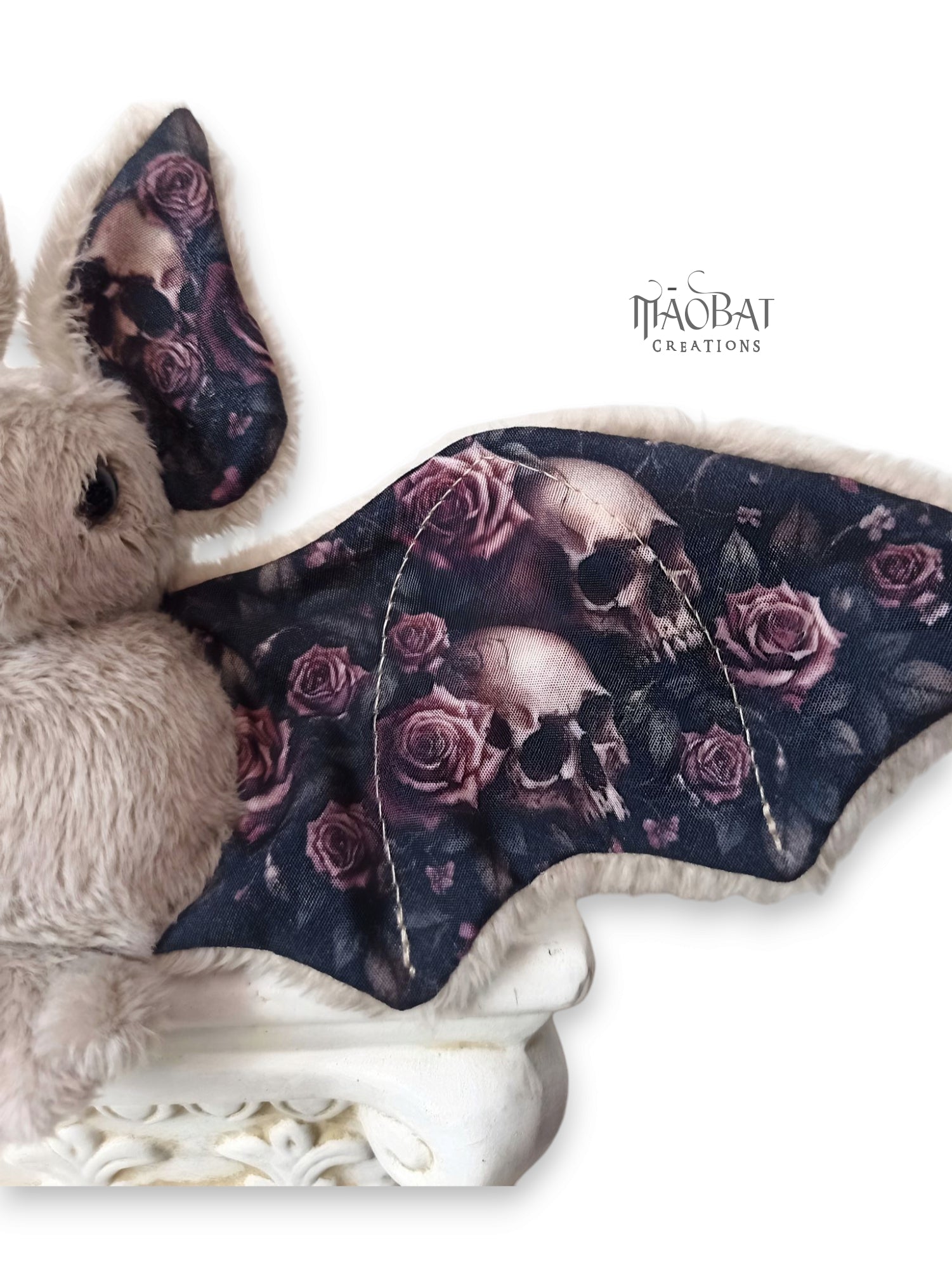 Skull and Roses Bat Plush