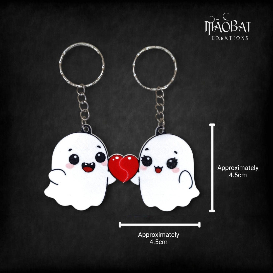 Ghost Couple Split Heart Keychains